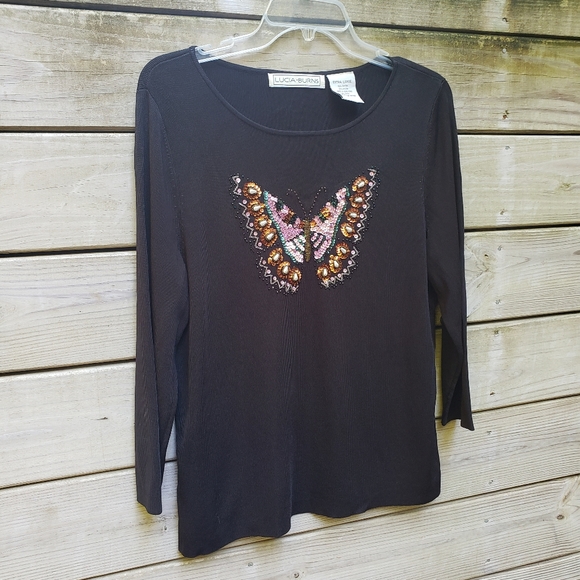 Lucia Barnes , Gorgeous Intricate , Boho , Crystal, Butterfly🦋 Sweater - Picture 13 of 16